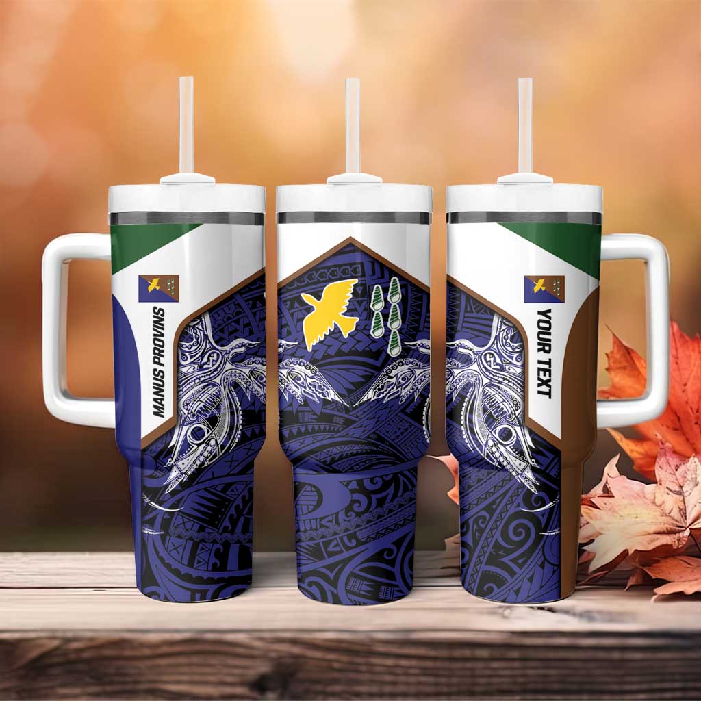 Personalised PNG Manus Province Tumbler With Handle Bird of Paradise Tattoo Flag Motif - Polynesian Pride