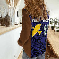 Personalised PNG Manus Province Women Casual Shirt Bird of Paradise Tattoo Flag Motif - Polynesian Pride