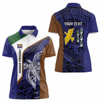 Personalised PNG Manus Province Women Polo Shirt Bird of Paradise Tattoo Flag Motif - Polynesian Pride