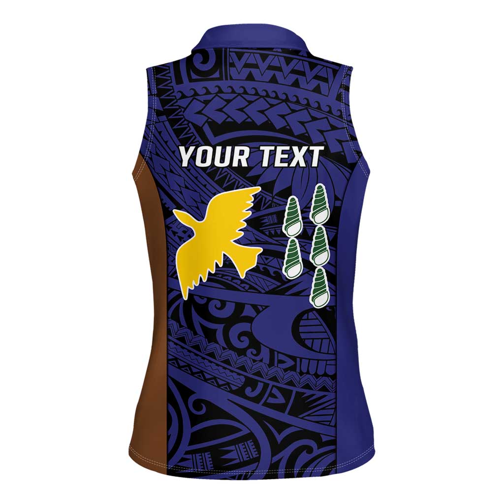 Personalised PNG Manus Province Women Sleeveless Polo Shirt Bird of Paradise Tattoo Flag Motif LT9 - Polynesian Pride
