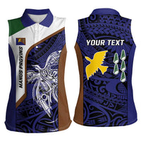 Personalised PNG Manus Province Women Sleeveless Polo Shirt Bird of Paradise Tattoo Flag Motif LT9 - Polynesian Pride