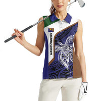 Personalised PNG Manus Province Women Sleeveless Polo Shirt Bird of Paradise Tattoo Flag Motif LT9 - Polynesian Pride