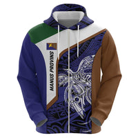 Personalised PNG Manus Province Zip Hoodie Bird of Paradise Tattoo Flag Motif - Polynesian Pride