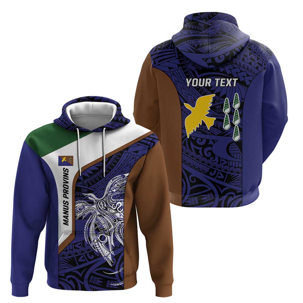 Personalised PNG Manus Province Zip Hoodie Bird of Paradise Tattoo Flag Motif - Polynesian Pride