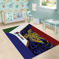 Personalised PNG Milne Bay Province Area Rug Bird of Paradise Tattoo Flag Motif - Polynesian Pride