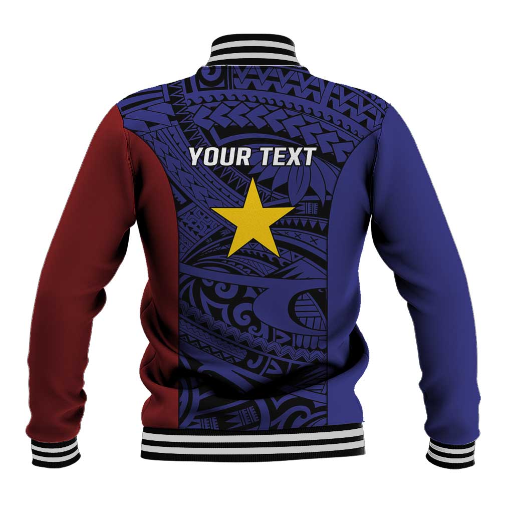 Personalised PNG Milne Bay Province Baseball Jacket Bird of Paradise Tattoo Flag Motif - Polynesian Pride