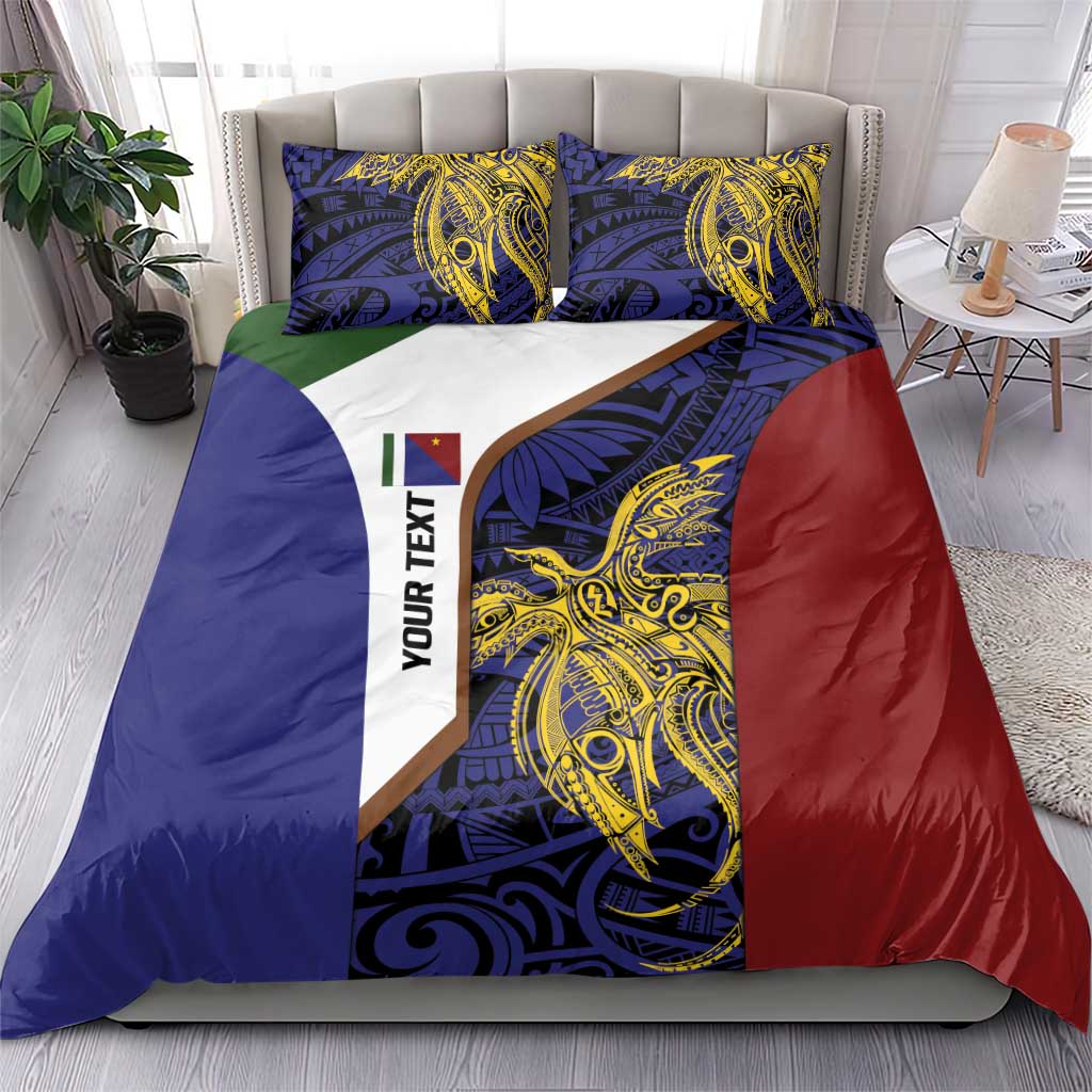 Personalised PNG Milne Bay Province Bedding Set Bird of Paradise Tattoo Flag Motif - Polynesian Pride