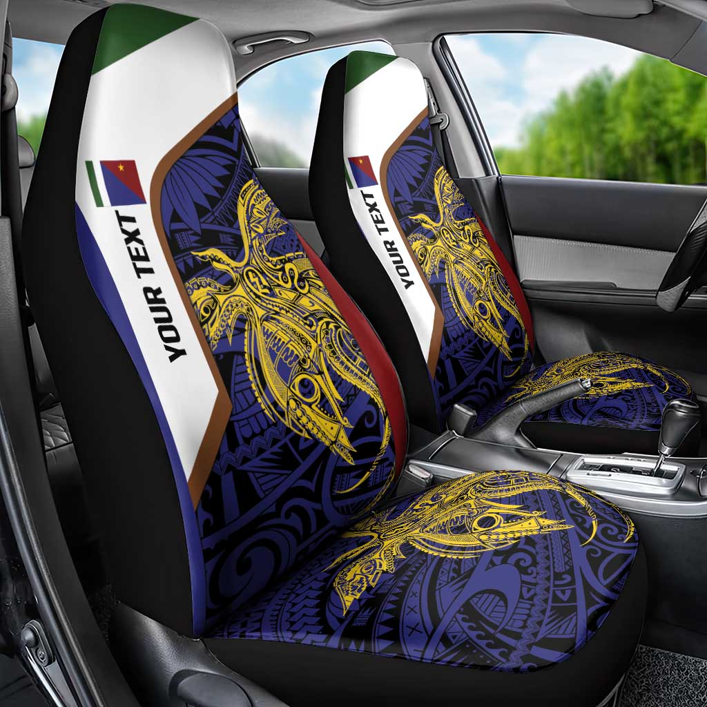 Personalised PNG Milne Bay Province Car Seat Cover Bird of Paradise Tattoo Flag Motif - Polynesian Pride