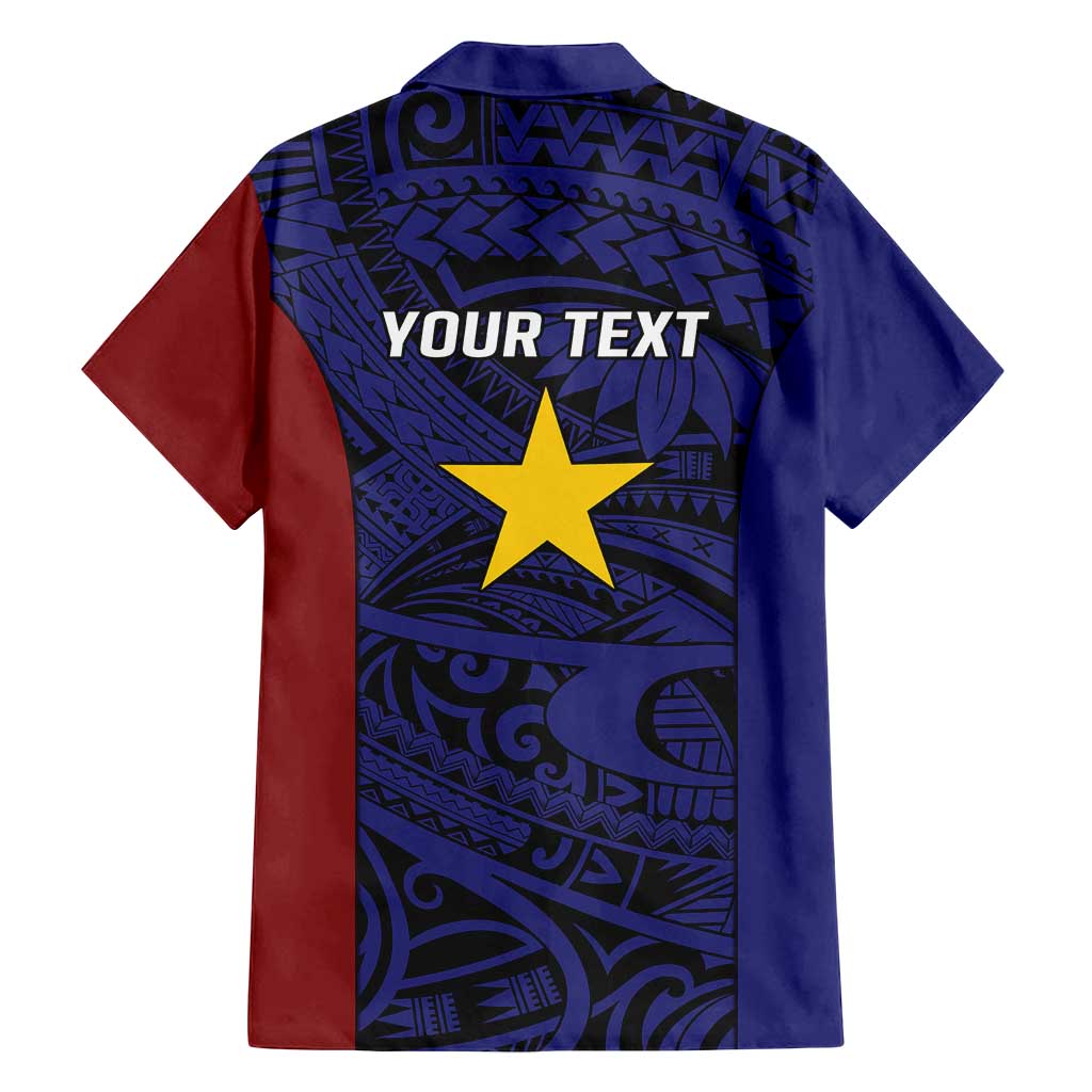 Personalised PNG Milne Bay Province Family Matching Off Shoulder Short Dress and Hawaiian Shirt Bird of Paradise Tattoo Flag Motif - Polynesian Pride