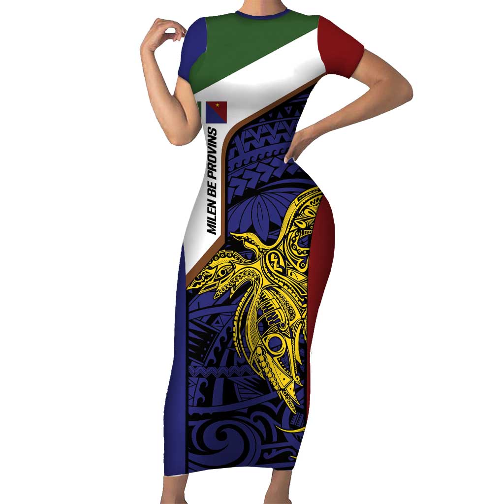 Personalised PNG Milne Bay Province Family Matching Short Sleeve Bodycon Dress and Hawaiian Shirt Bird of Paradise Tattoo Flag Motif - Polynesian Pride