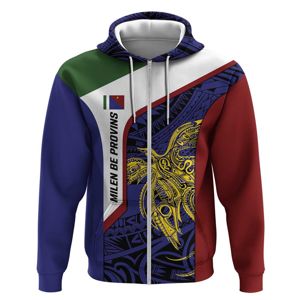 Personalised PNG Milne Bay Province Hoodie Bird of Paradise Tattoo Flag Motif - Polynesian Pride