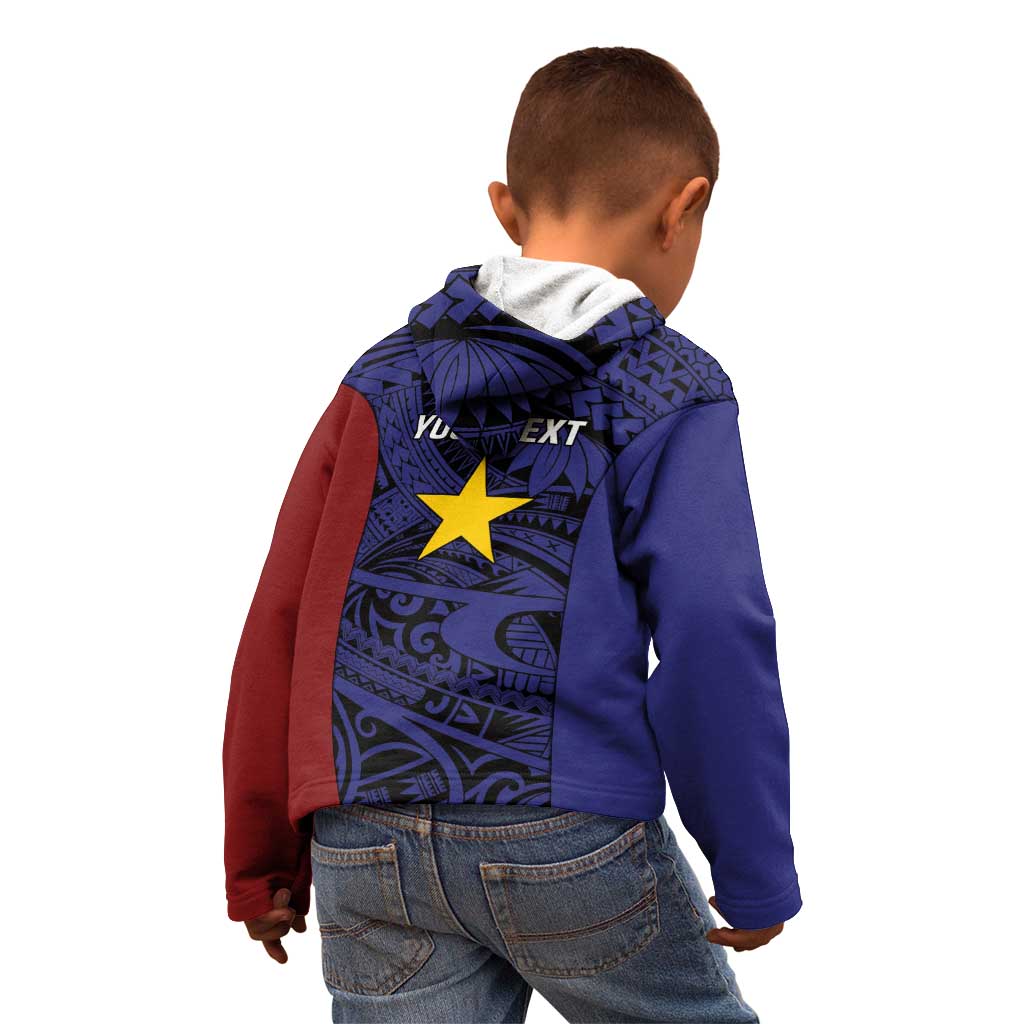 Personalised PNG Milne Bay Province Kid Hoodie Bird of Paradise Tattoo Flag Motif - Polynesian Pride