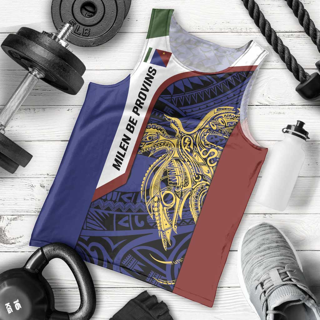 Personalised PNG Milne Bay Province Men Tank Top Bird of Paradise Tattoo Flag Motif - Polynesian Pride
