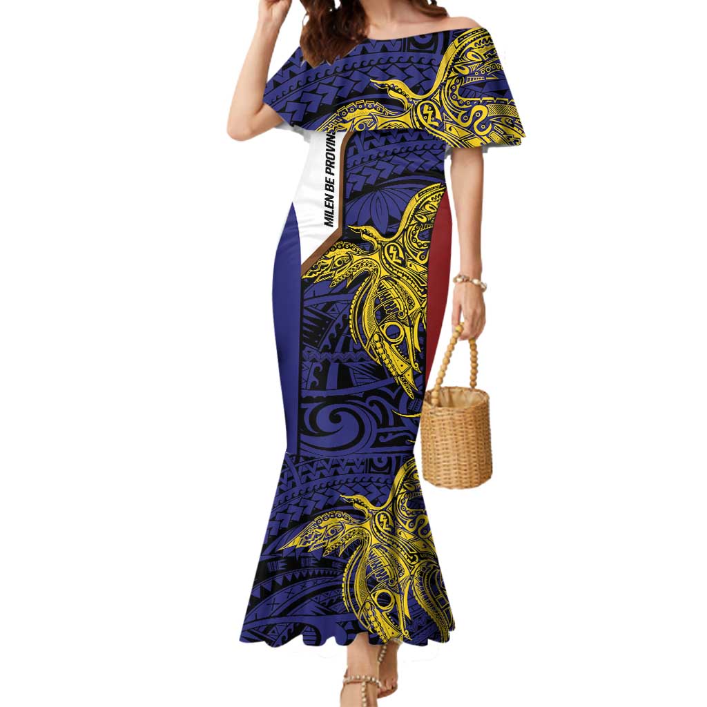 Personalised PNG Milne Bay Province Mermaid Dress Bird of Paradise Tattoo Flag Motif - Polynesian Pride