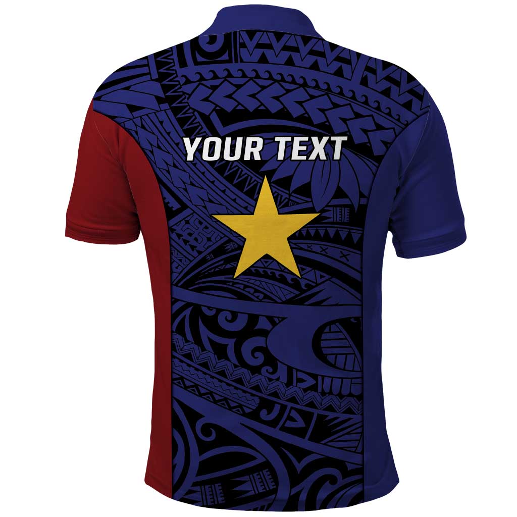 Personalised PNG Milne Bay Province Polo Shirt Bird of Paradise Tattoo Flag Motif - Polynesian Pride