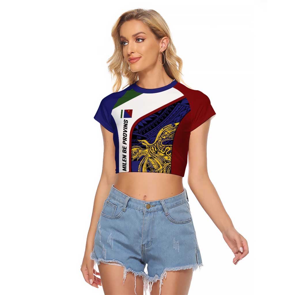 Personalised PNG Milne Bay Province Raglan Cropped T Shirt Bird of Paradise Tattoo Flag Motif - Polynesian Pride