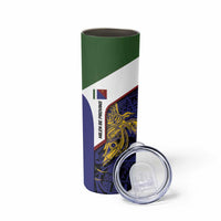 Personalised PNG Milne Bay Province Skinny Tumbler Bird of Paradise Tattoo Flag Motif - Polynesian Pride