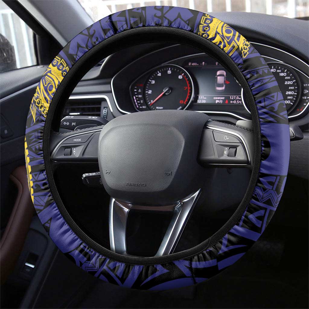 PNG Milne Bay Province Steering Wheel Cover Bird of Paradise Tattoo Flag Motif - Polynesian Pride