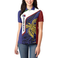 Personalised PNG Milne Bay Province Women Polo Shirt Bird of Paradise Tattoo Flag Motif - Polynesian Pride