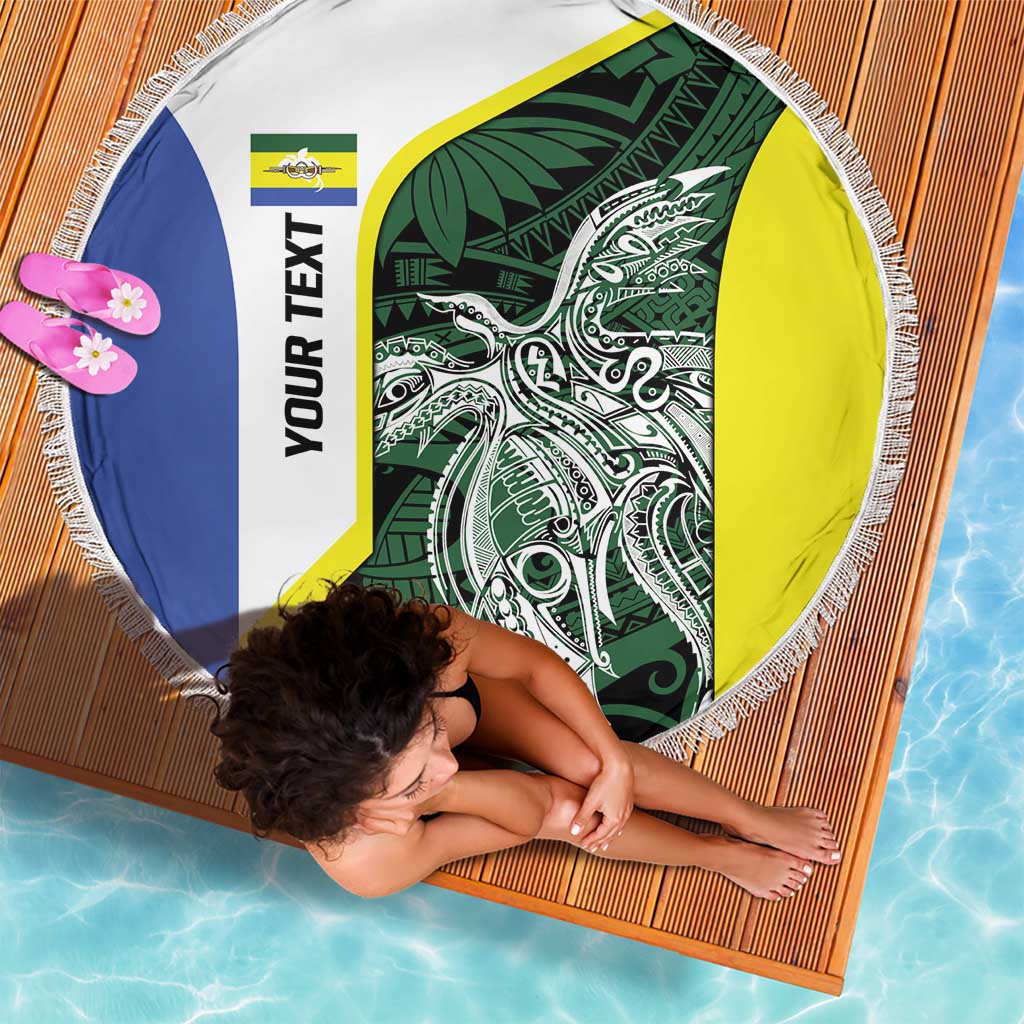 Personalised PNG Morobe Province Beach Blanket Bird of Paradise Tattoo Flag Motif - Polynesian Pride