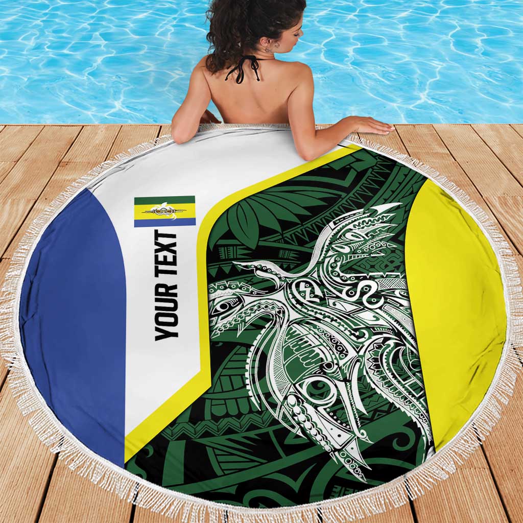 Personalised PNG Morobe Province Beach Blanket Bird of Paradise Tattoo Flag Motif - Polynesian Pride