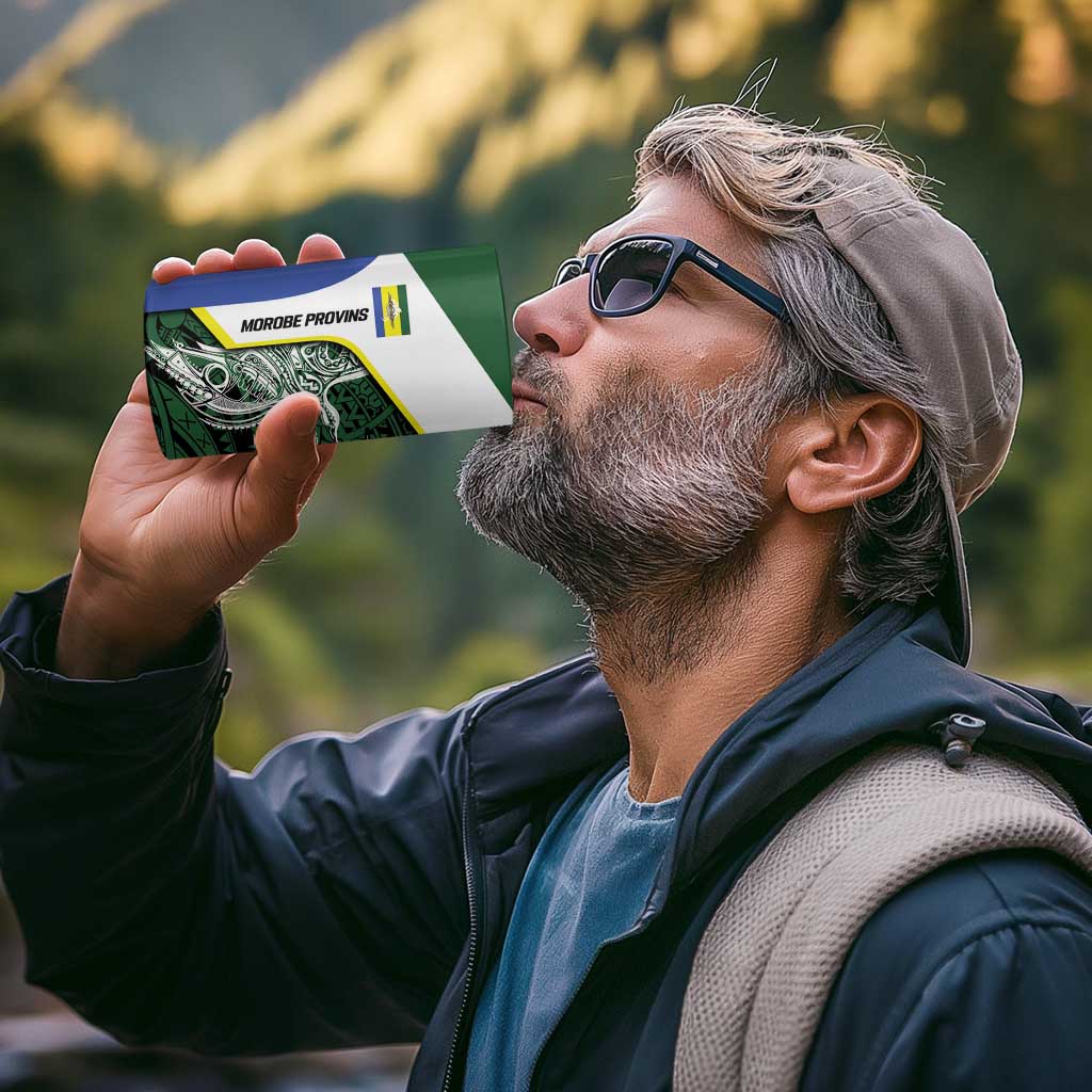 Personalised PNG Morobe Province 4 in 1 Can Cooler Tumbler Bird of Paradise Tattoo Flag Motif - Polynesian Pride