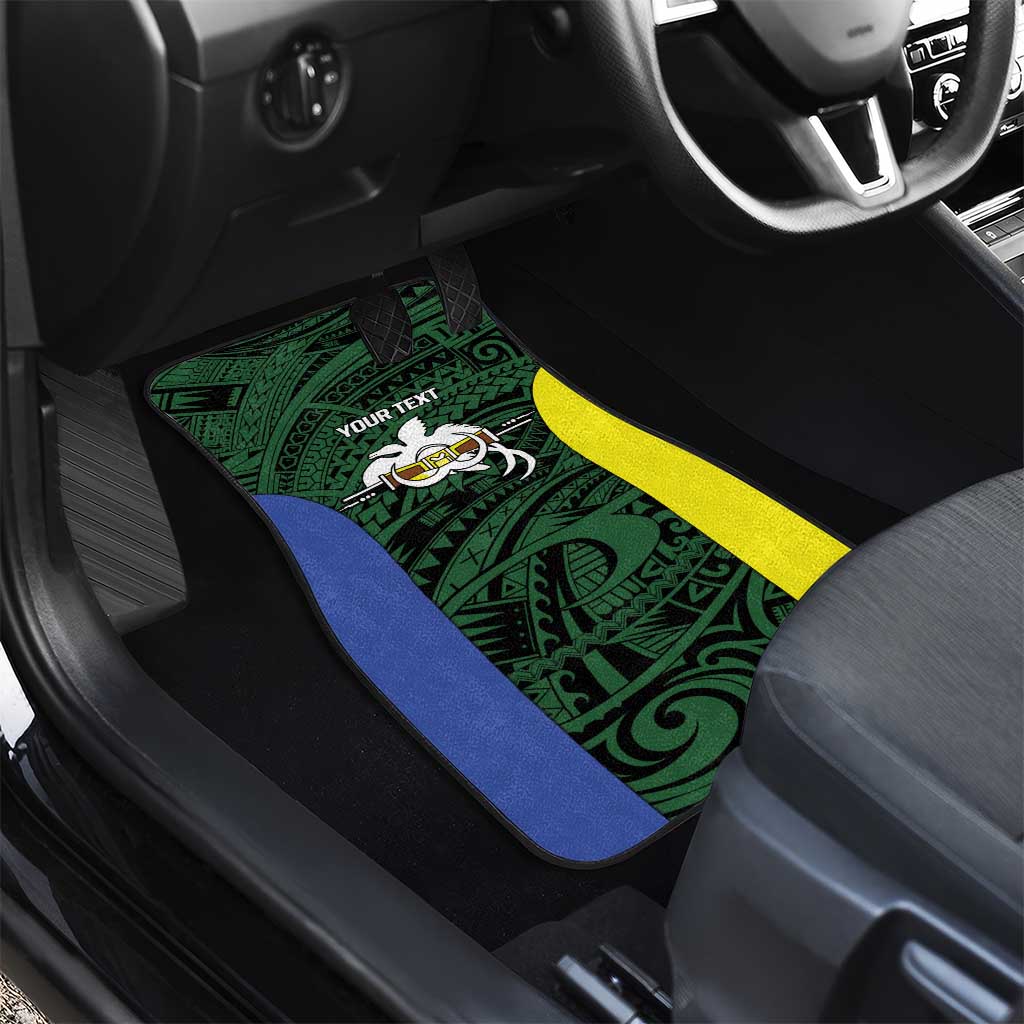 Personalised PNG Morobe Province Car Mats Bird of Paradise Tattoo Flag Motif - Polynesian Pride