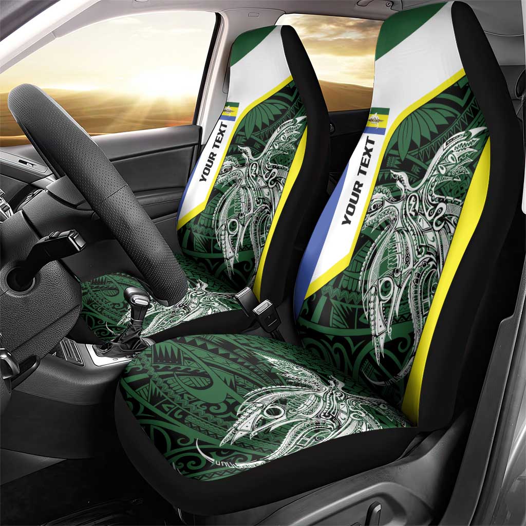 Personalised PNG Morobe Province Car Seat Cover Bird of Paradise Tattoo Flag Motif - Polynesian Pride