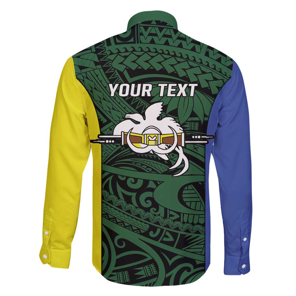 Personalised PNG Morobe Province Family Matching Off Shoulder Short Dress and Hawaiian Shirt Bird of Paradise Tattoo Flag Motif - Polynesian Pride