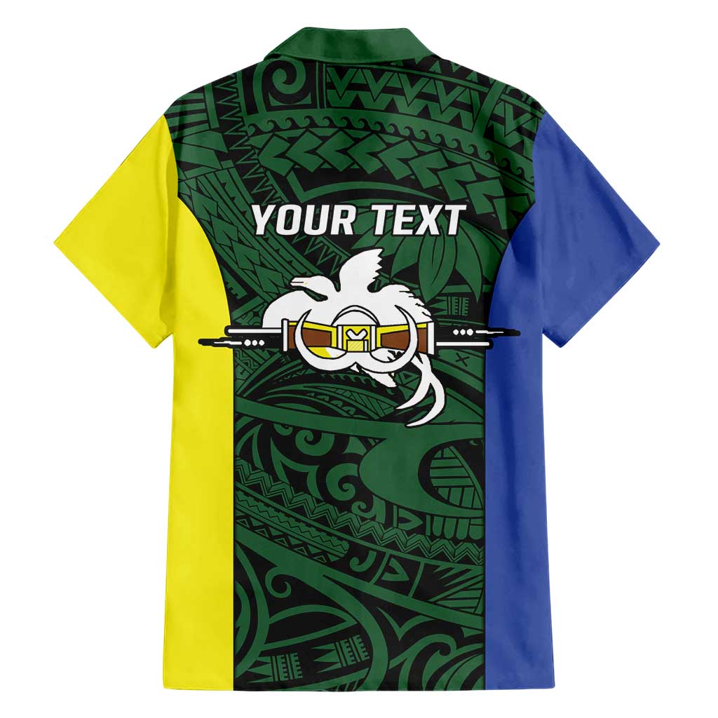 Personalised PNG Morobe Province Family Matching Short Sleeve Bodycon Dress and Hawaiian Shirt Bird of Paradise Tattoo Flag Motif - Polynesian Pride