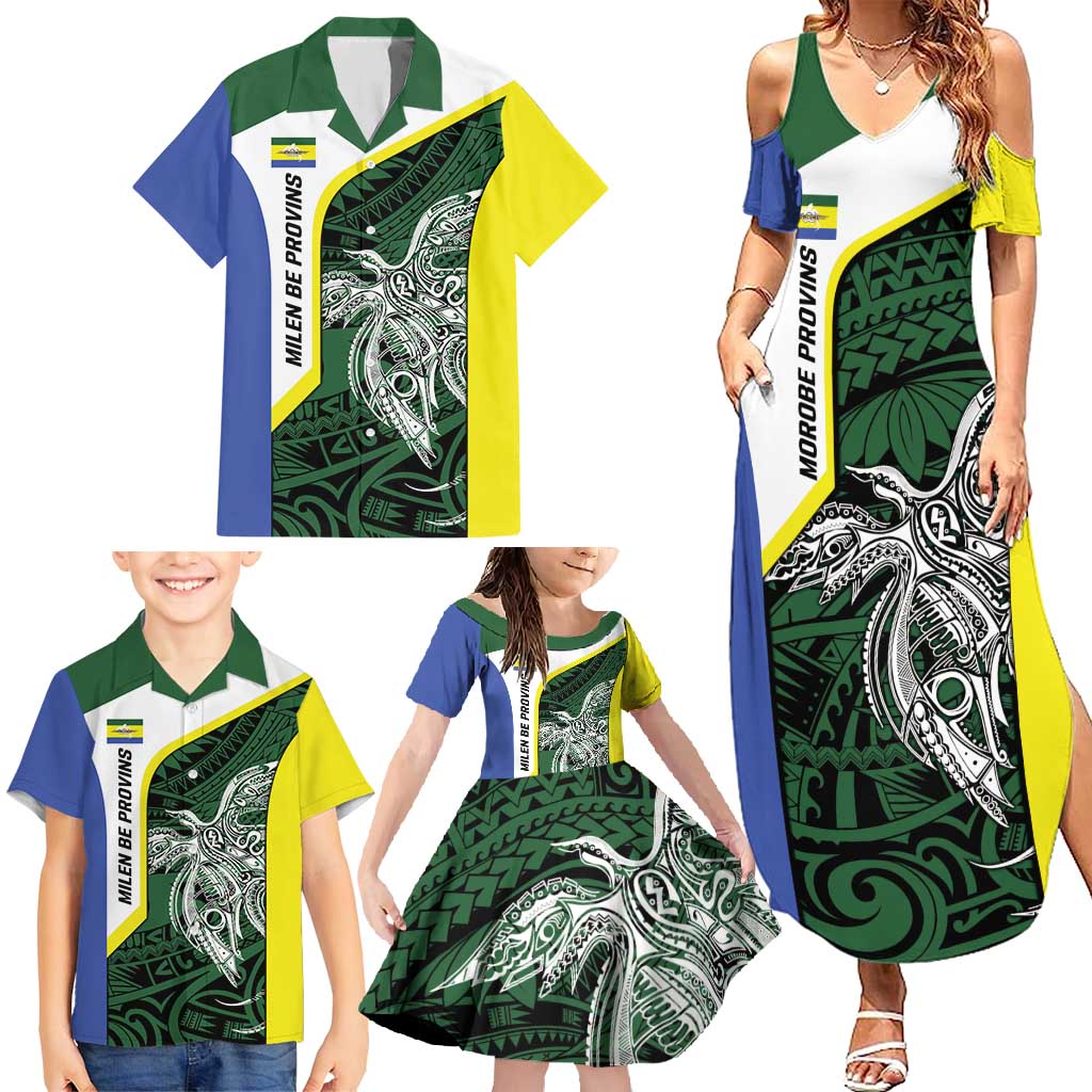Personalised PNG Morobe Province Family Matching Summer Maxi Dress and Hawaiian Shirt Bird of Paradise Tattoo Flag Motif - Polynesian Pride