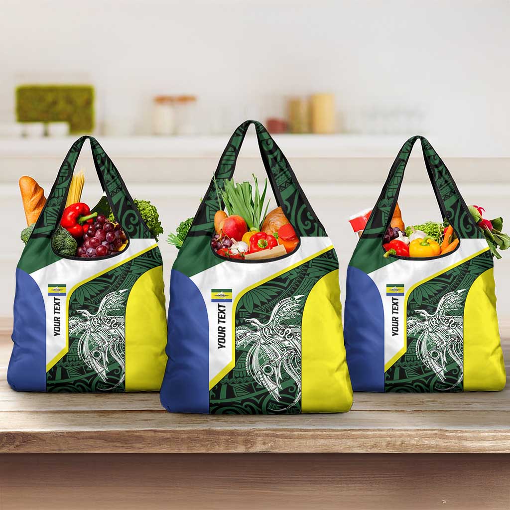 Personalised PNG Morobe Province Grocery Bag Bird of Paradise Tattoo Flag Motif - Polynesian Pride