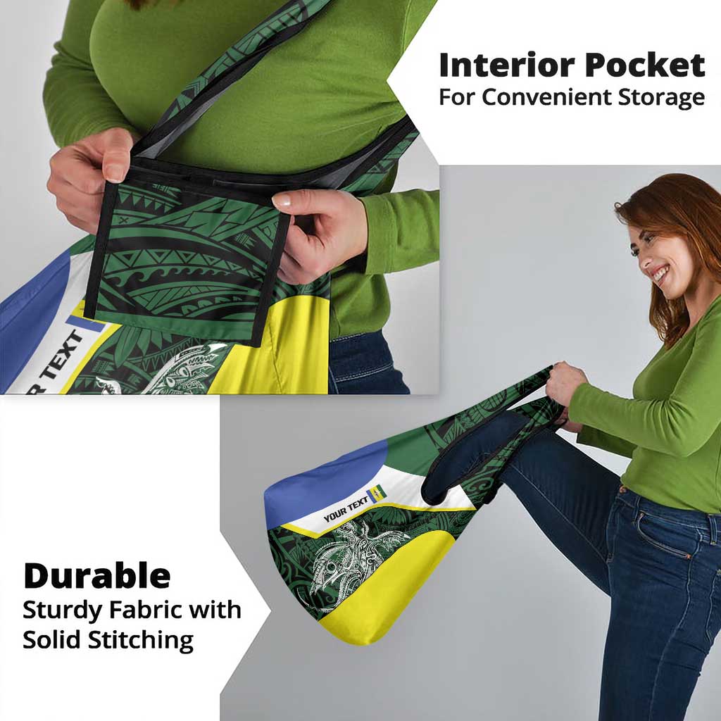 Personalised PNG Morobe Province Grocery Bag Bird of Paradise Tattoo Flag Motif - Polynesian Pride