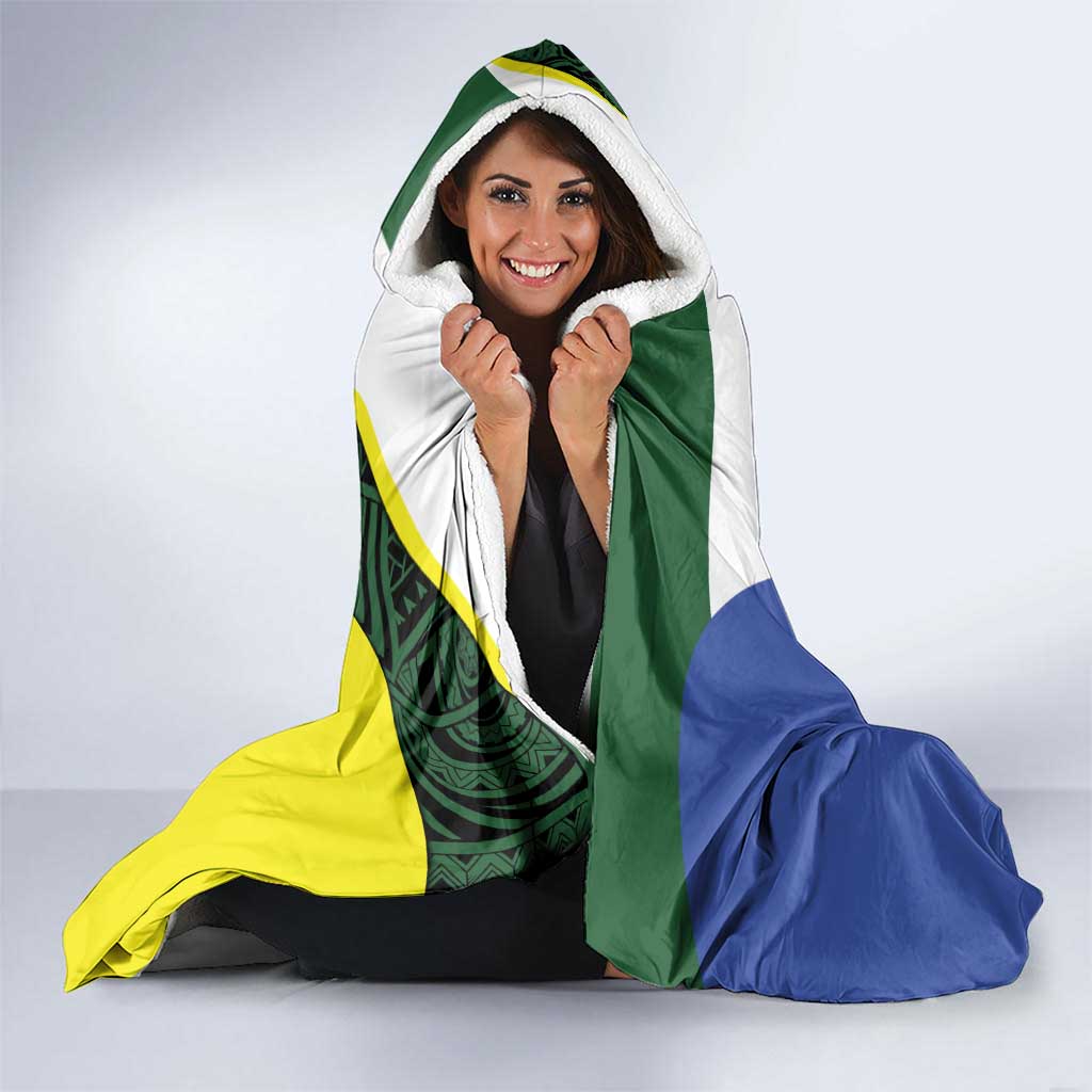 Personalised PNG Morobe Province Hooded Blanket Bird of Paradise Tattoo Flag Motif - Polynesian Pride