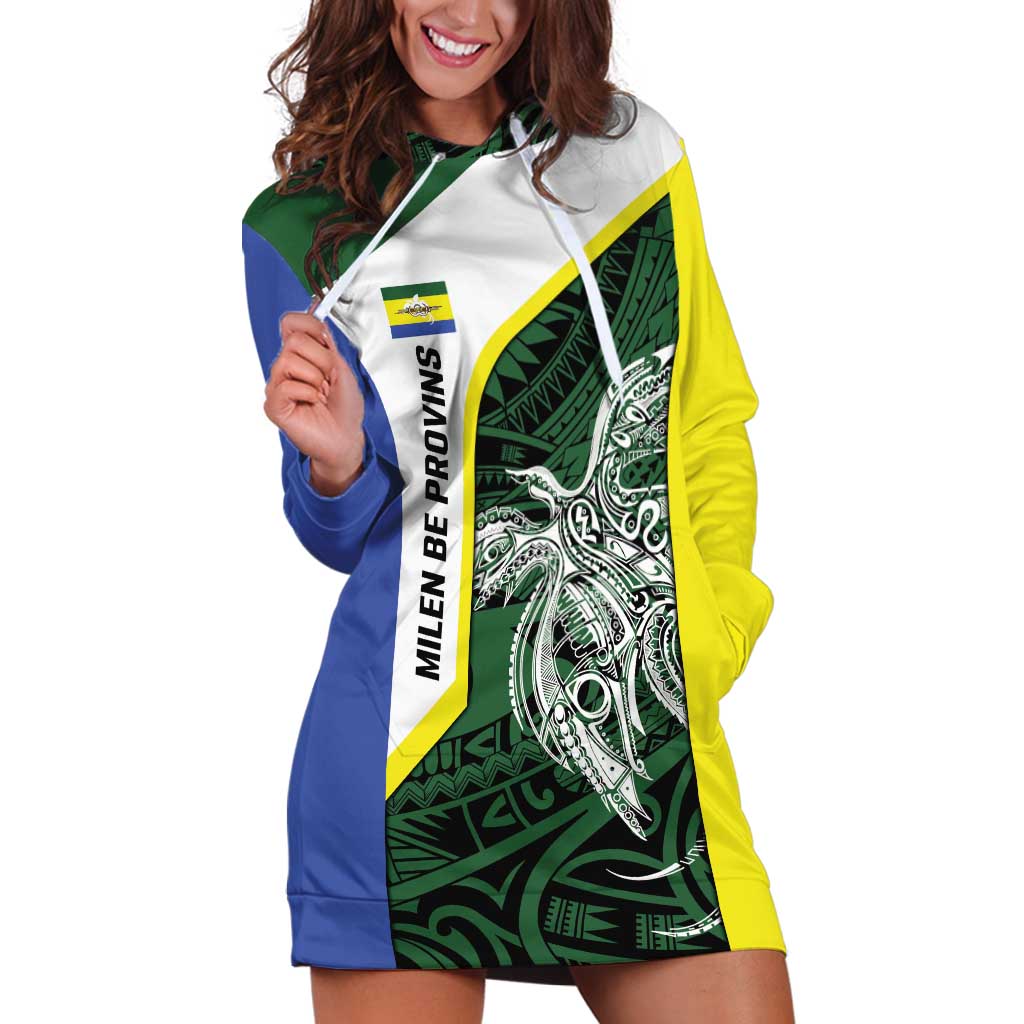 Personalised PNG Morobe Province Hoodie Dress Bird of Paradise Tattoo Flag Motif - Polynesian Pride
