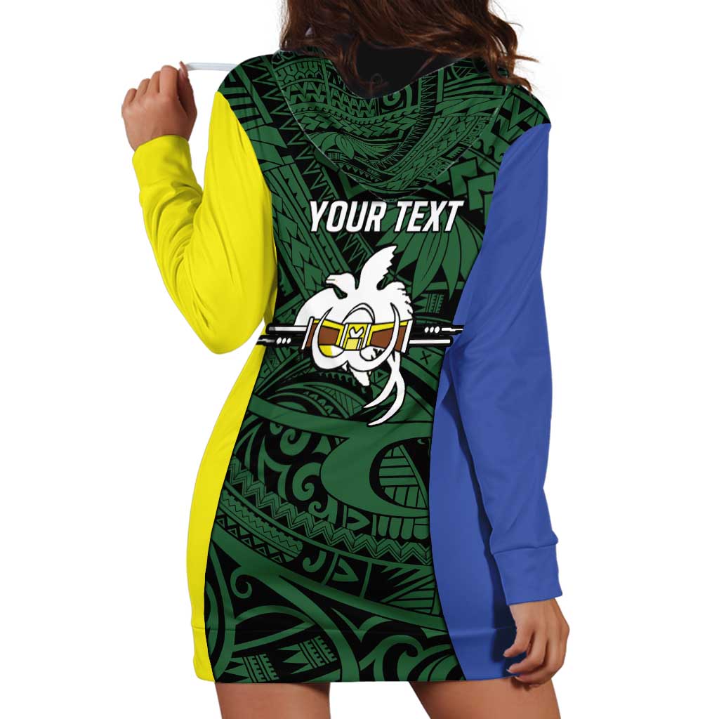 Personalised PNG Morobe Province Hoodie Dress Bird of Paradise Tattoo Flag Motif - Polynesian Pride