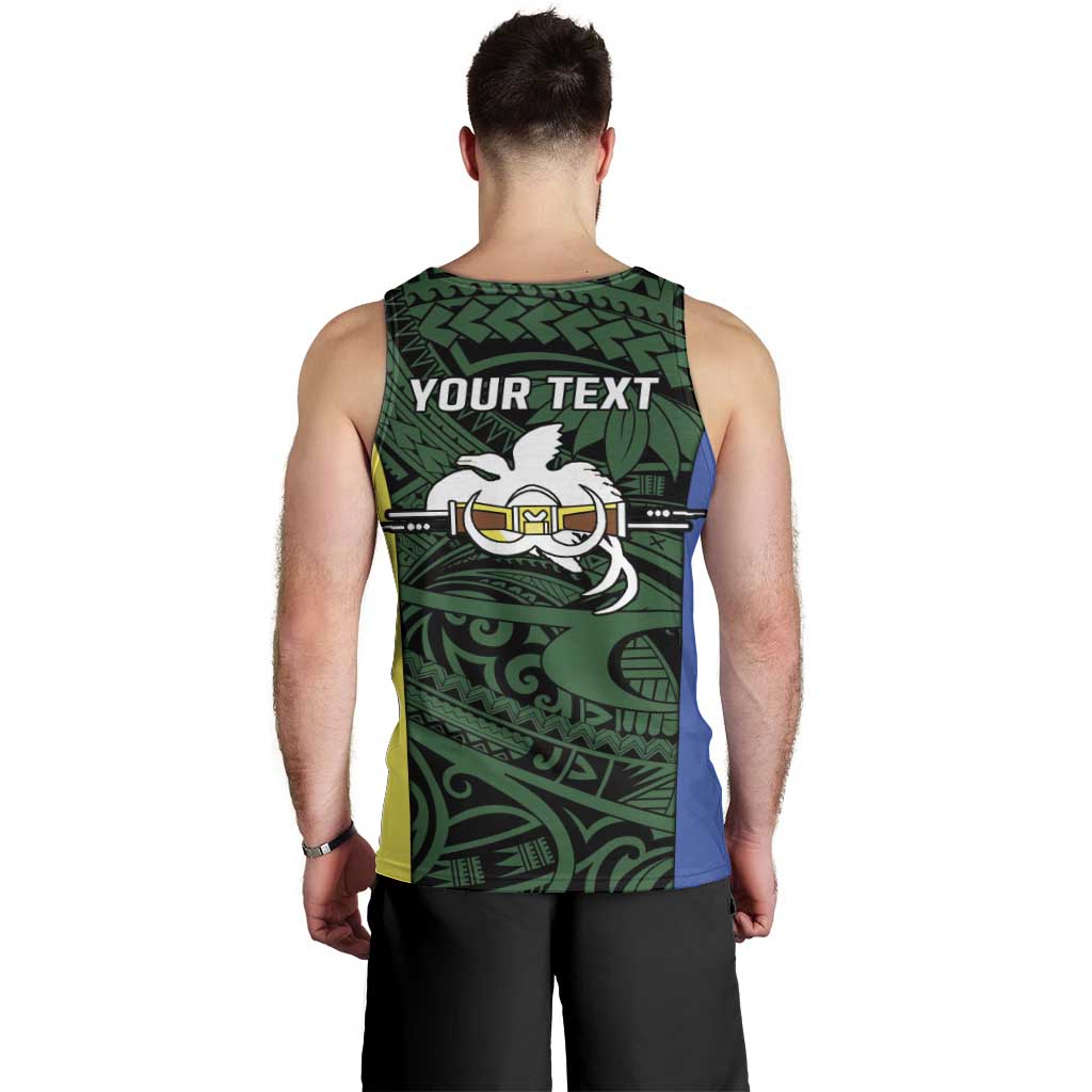 Personalised PNG Morobe Province Men Tank Top Bird of Paradise Tattoo Flag Motif - Polynesian Pride