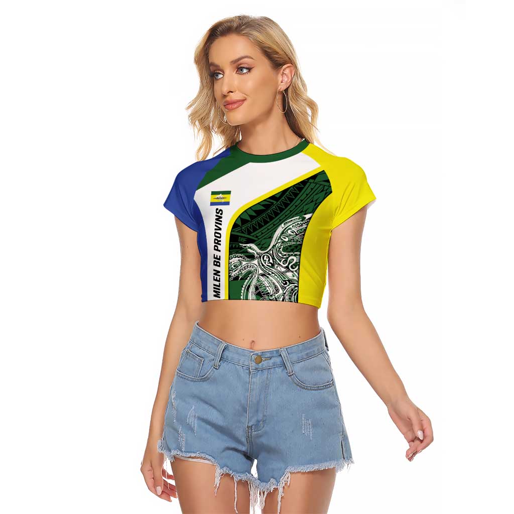 Personalised PNG Morobe Province Raglan Cropped T Shirt Bird of Paradise Tattoo Flag Motif - Polynesian Pride