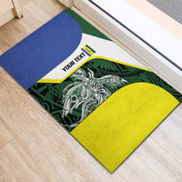 Personalised PNG Morobe Province Rubber Doormat Bird of Paradise Tattoo Flag Motif - Polynesian Pride