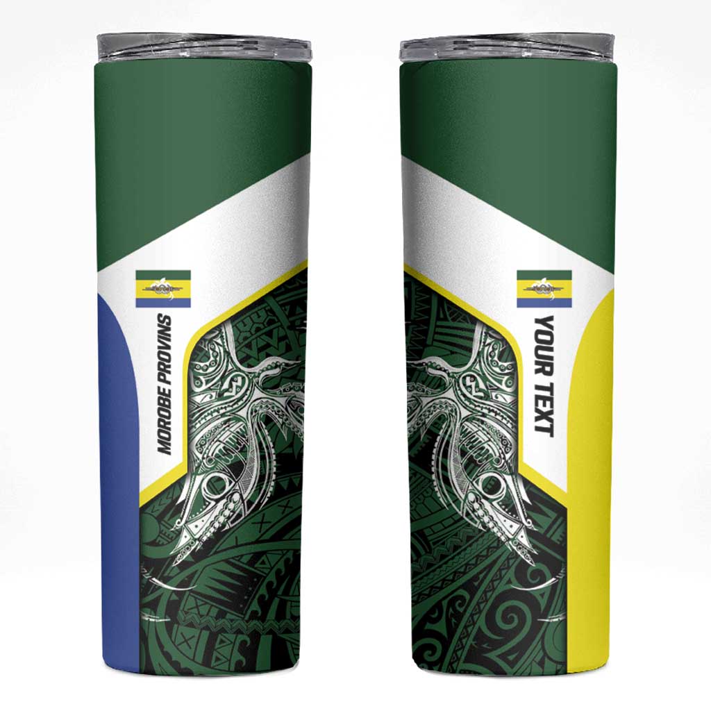 Personalised PNG Morobe Province Skinny Tumbler Bird of Paradise Tattoo Flag Motif - Polynesian Pride