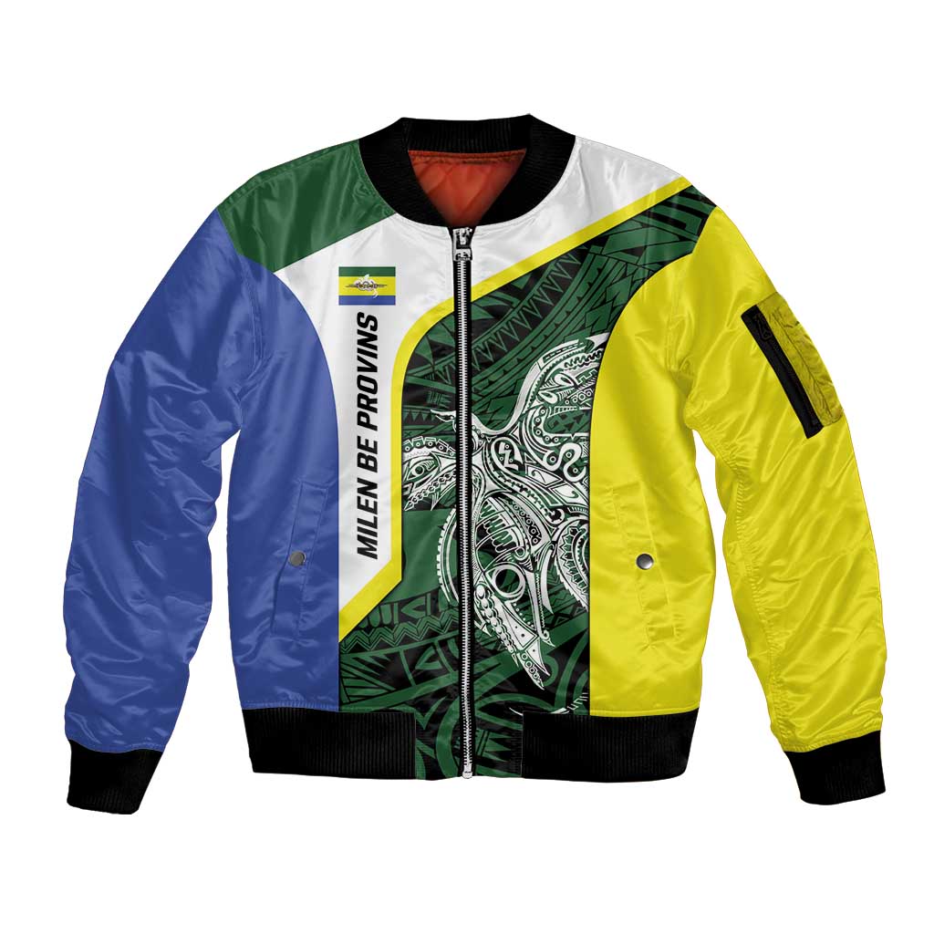 Personalised PNG Morobe Province Sleeve Zip Bomber Jacket Bird of Paradise Tattoo Flag Motif - Polynesian Pride