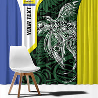 Personalised PNG Morobe Province Window Curtain Bird of Paradise Tattoo Flag Motif - Polynesian Pride