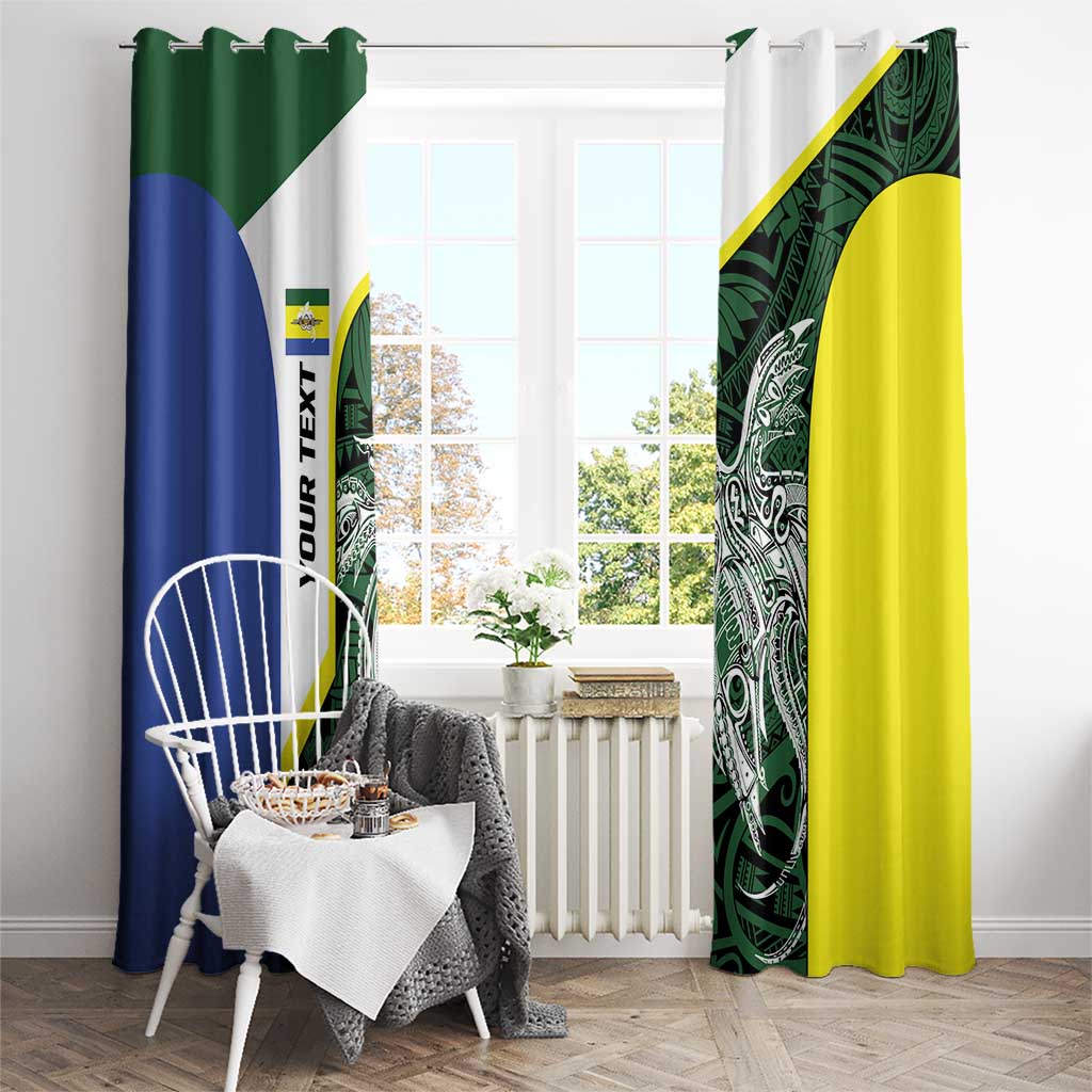 Personalised PNG Morobe Province Window Curtain Bird of Paradise Tattoo Flag Motif - Polynesian Pride