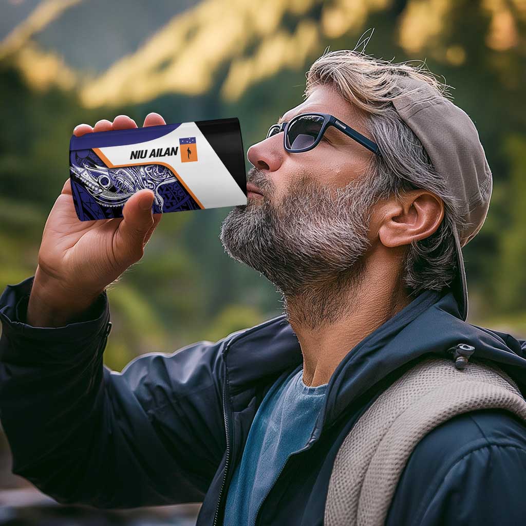 Personalised PNG New Ireland 4 in 1 Can Cooler Tumbler Bird of Paradise Tattoo Flag Motif - Polynesian Pride