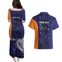 Personalised PNG New Ireland Couples Matching Puletasi and Hawaiian Shirt Bird of Paradise Tattoo Flag Motif - Polynesian Pride