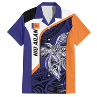 Personalised PNG New Ireland Family Matching Off The Shoulder Long Sleeve Dress and Hawaiian Shirt Bird of Paradise Tattoo Flag Motif - Polynesian Pride