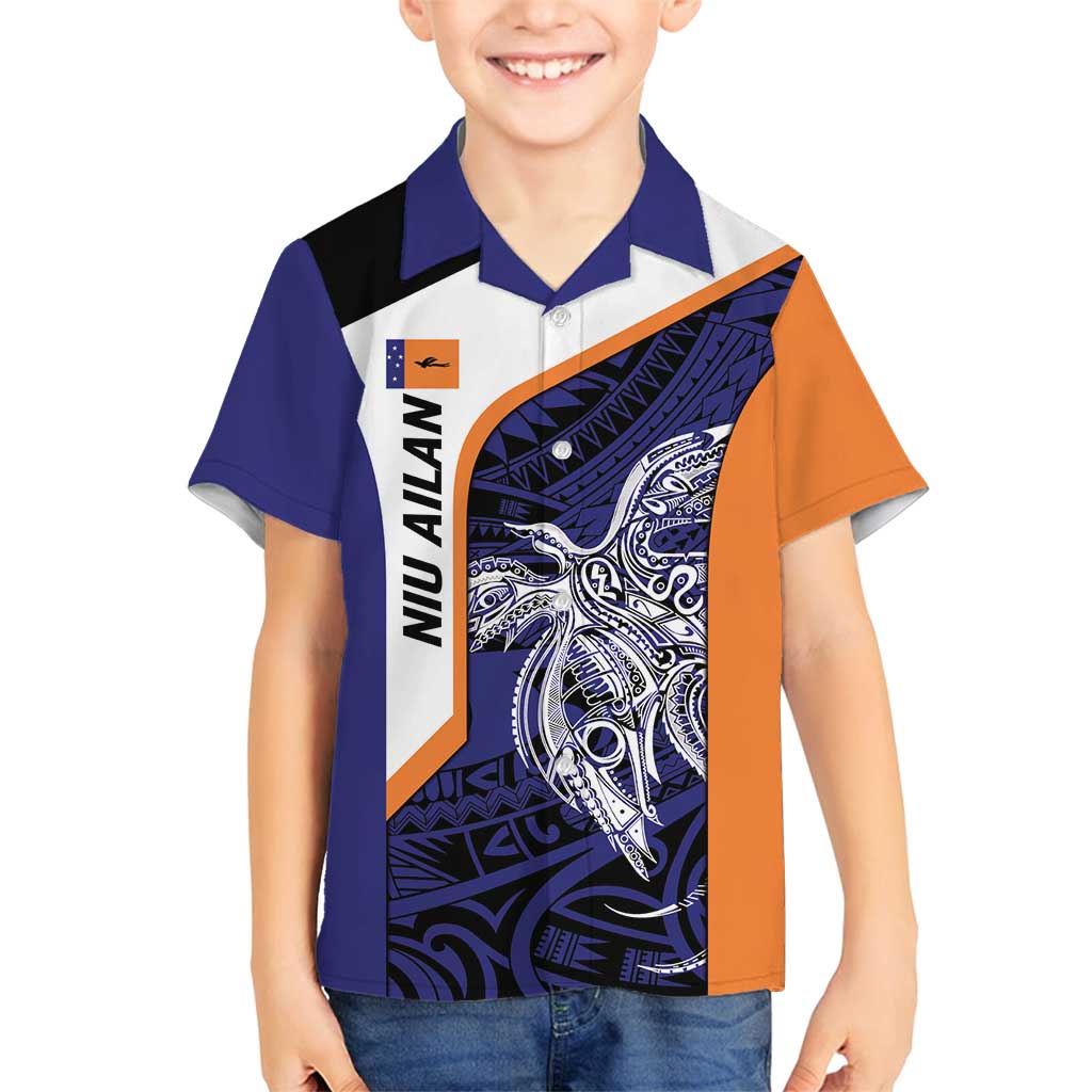 Personalised PNG New Ireland Family Matching Off Shoulder Short Dress and Hawaiian Shirt Bird of Paradise Tattoo Flag Motif - Polynesian Pride