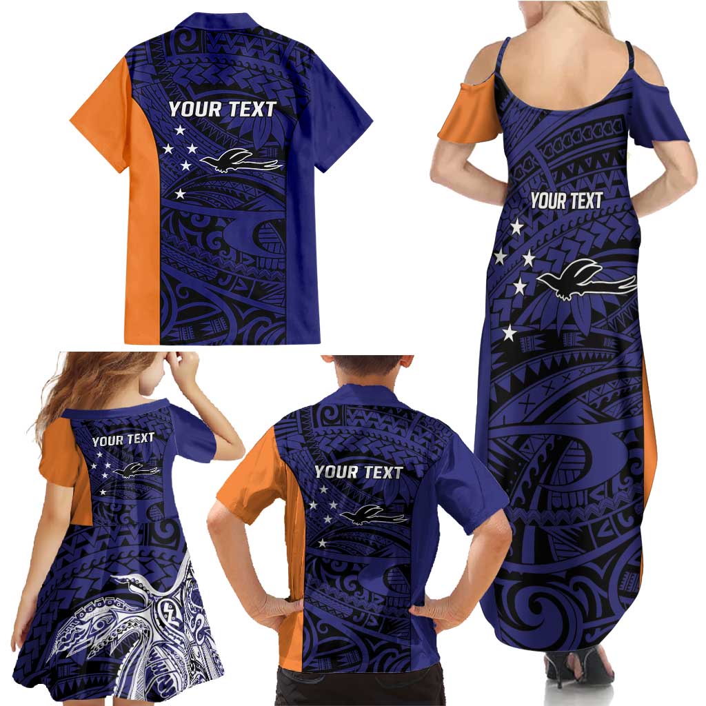 Personalised PNG New Ireland Family Matching Summer Maxi Dress and Hawaiian Shirt Bird of Paradise Tattoo Flag Motif - Polynesian Pride