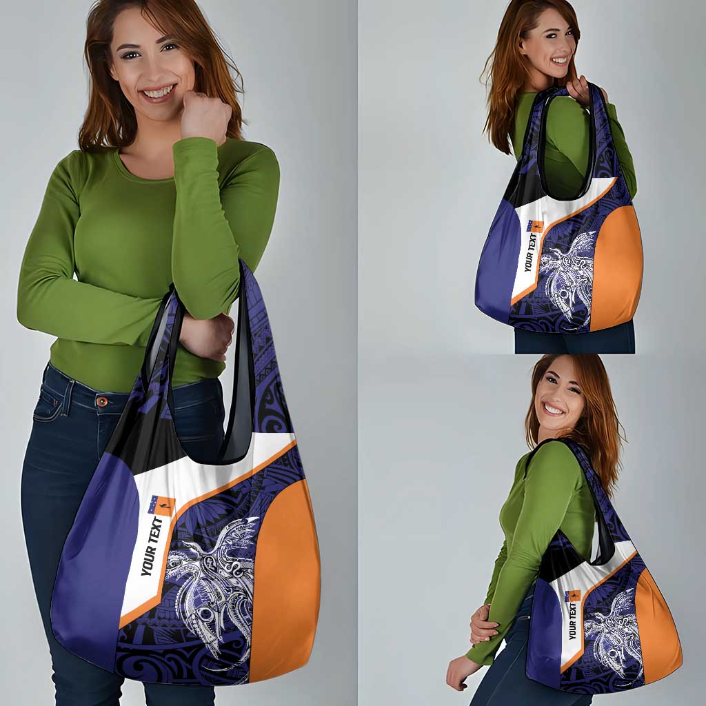 Personalised PNG New Ireland Grocery Bag Bird of Paradise Tattoo Flag Motif - Polynesian Pride