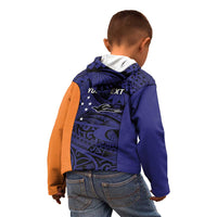 Personalised PNG New Ireland Kid Hoodie Bird of Paradise Tattoo Flag Motif - Polynesian Pride